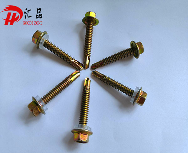 Carbon steel stable yellow zinc plated flange hexagon screw